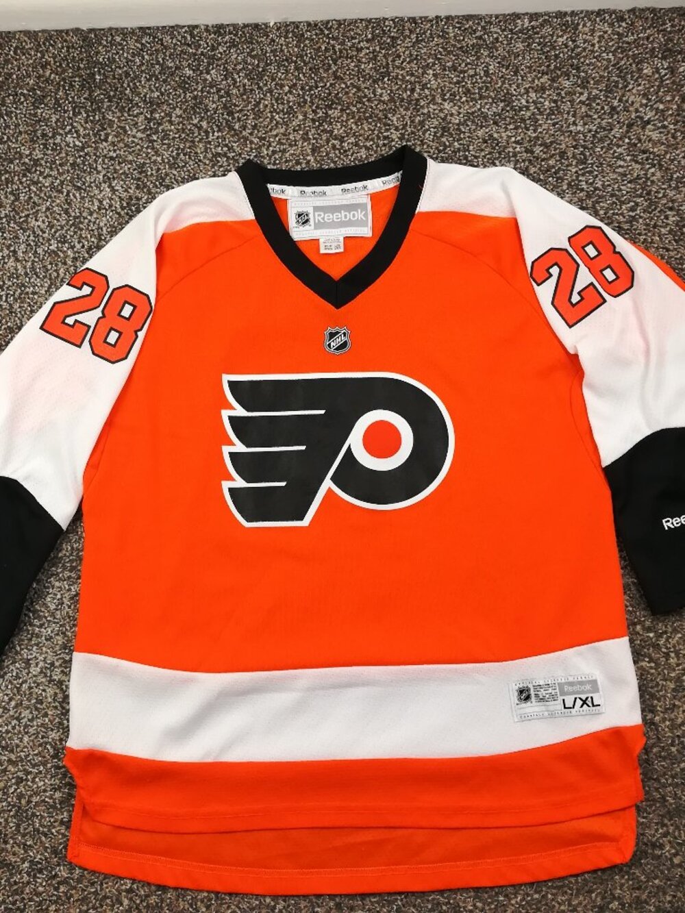 Claude Giroux Philadelphia Flyers Jersey Reebok Orange Mens Small